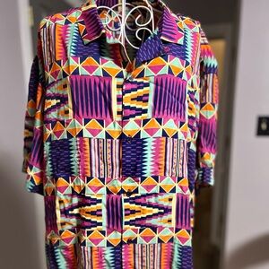NWT DIYANU XXL BUTTON UP SHIRT AFRICAN FABRIC PRINT